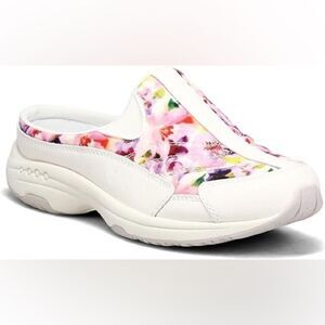 Easy Spirit Floral White Mules